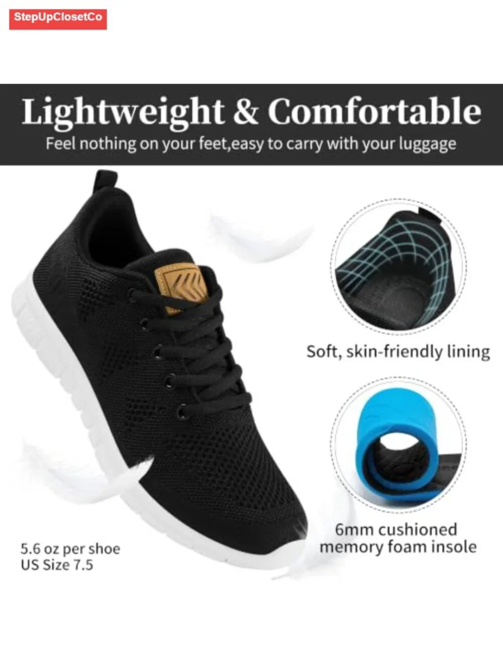 Lightweight Walking Sneakers Non Slip Athletic Shoes Comfortable Memory Foam